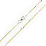 Load image into Gallery viewer, Silver Gold Plate Satellite Chain with Silver Tube Necklace