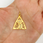 Load image into Gallery viewer, GDP112. 14K Solid Gold Triangle with Moon and Eye Charm