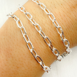 Load image into Gallery viewer, Sterling Silver Hollow Flat Paperclip Link Chain