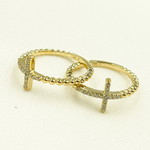 Load image into Gallery viewer, 14K Solid Gold Cross Diamond Ring.