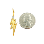 Load image into Gallery viewer, 14K Solid Gold with Diamonds Thunderbolt Shape Charm. GDP99