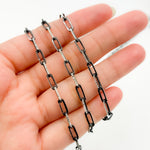 Load image into Gallery viewer, Z113SB. Two Tone Sterling Silver and Black Rhodium Paperclip Textured Chain
