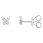 Load image into Gallery viewer, 14K Solid Gold Diamond Butterfly Studs white