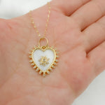 Load image into Gallery viewer, 14k Solid Gold Diamond and Mother of Pearl Heart Charm. GDP665