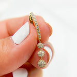 Load image into Gallery viewer, HP400520. 14K Solid Yellow Gold Diamond Hoop with 3 Dangle Circles