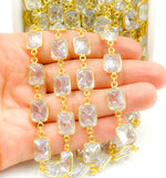 Load image into Gallery viewer, CZ32. Cubic Zirconia Rectangular Shape Bezel Chain