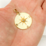 Load image into Gallery viewer, Diamond Sterling Silver Star Enamel Pendant with Gemstone