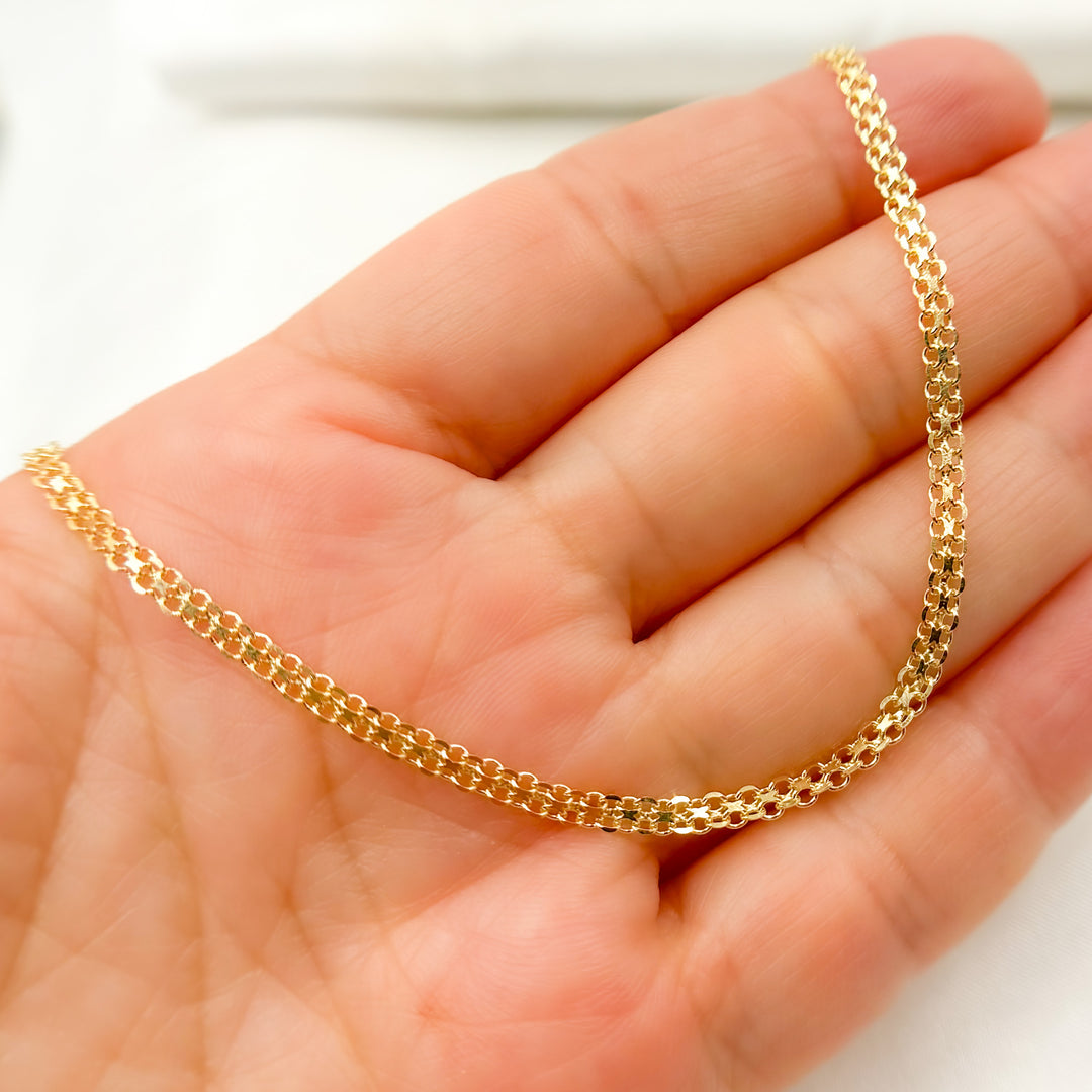 14K Solid Gold Bismark Link Chain