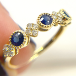 Load image into Gallery viewer, 14K Solid Yellow Gold Diamond and Blue Sapphire Ring.