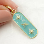 Load image into Gallery viewer, Sterling Silver Oval Star Enamel Pendant