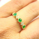 Load image into Gallery viewer, 14K Solid Gold Diamond and Emerald Ring.