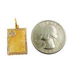 Load image into Gallery viewer, GDP89. 14K Solid Gold with Diamonds Rectangle Shape with Sun Charm