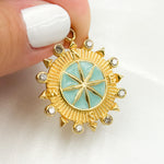 Load image into Gallery viewer, Sterling Silver Compass Enamel Pendant with Gemstone