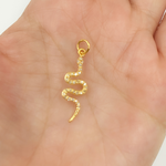 Load image into Gallery viewer, 14K Solid Gold with Diamonds Snake Shape Charm. GDP123