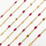 Load image into Gallery viewer, V295WNGF. 14K Gold Filled Wine Color Enamel with Paperclip and Diamond Cut Marina Links