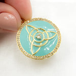 Load image into Gallery viewer, Buy Now Sterling Silver Round Celtic Trinity Knot Enamel Pendant with Gemstone