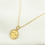 Load image into Gallery viewer, 14K Solid Gold Diamond Circle Charm with Dolphin in the Center. GDP345