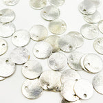 Load image into Gallery viewer, Shop White Sterling Silver Brushed Round Flat Disc Charm with a Single Hole