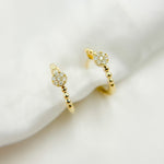 Load image into Gallery viewer, HP402520. 14K Solid Yellow Gold Diamond Beaded Flower Hoop Earring