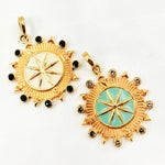 Load image into Gallery viewer, Diamond Sterling Silver Compass Enamel Pendant with Gemstone