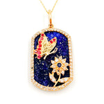 Load image into Gallery viewer, Buy Now 14K Gold Plaque Butterfly and Flower Pendan