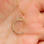 Load image into Gallery viewer, Buy 14K Solid Gold Moon Charm with Diamonds