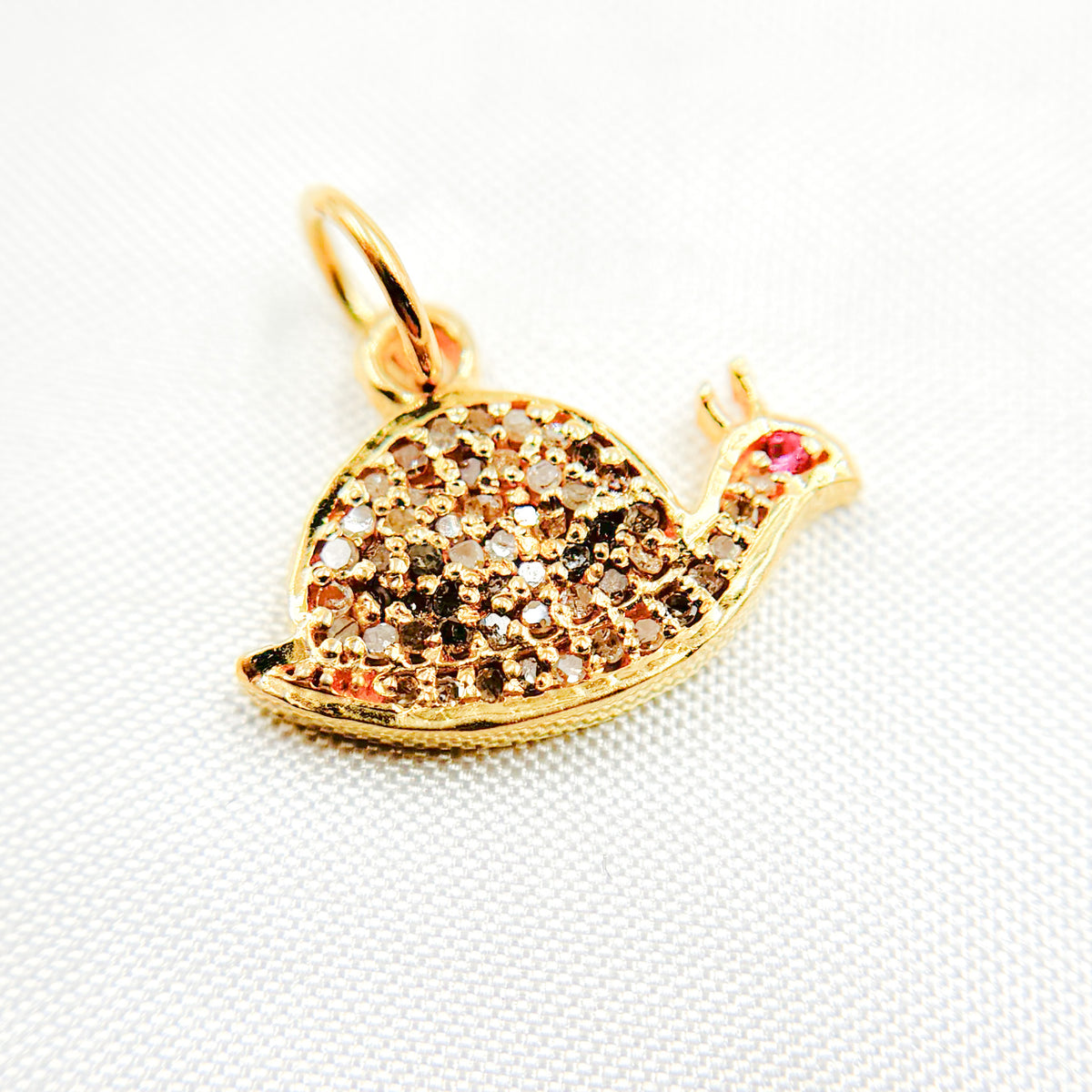 Diamond & Sterling Silver Snail Charm with Gemstones