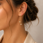 Load image into Gallery viewer, EFB51702. 14K Solid Gold and Diamonds Hearts Dangle Earrings