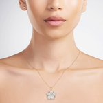 Load image into Gallery viewer, 14K Solid Gold Diamond Mother of Pearl Flower Necklace