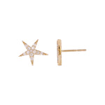 Load image into Gallery viewer, EFD54158. 14k Solid Gold Diamond Stars Stud Earrings