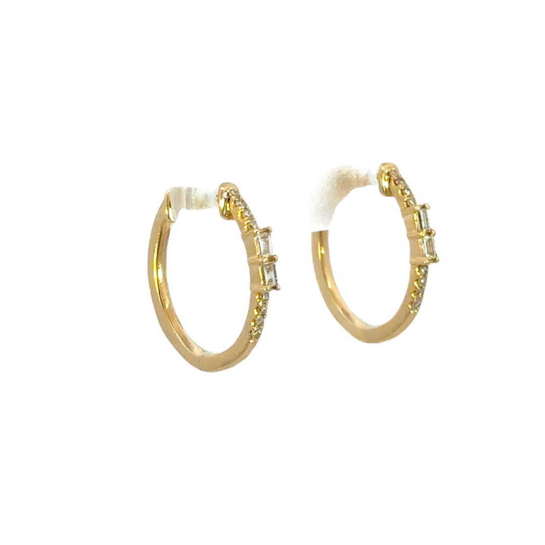 14k Solid Gold Diamond Oval Hoops. EHC57035