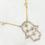 Load image into Gallery viewer, GDP803. 14K Solid Gold Hamsa and Stars Diamond Necklace
