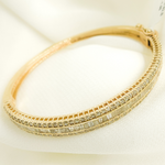 Load image into Gallery viewer, KG88. 14K Solid Gold Diamonds Bangle