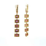 Load image into Gallery viewer, GDT501RB. 14k Solid Gold Diamond and Ruby Dangle Earrings