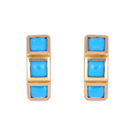 Load image into Gallery viewer, Buy 14K Solid Gold Turquoise Hoops