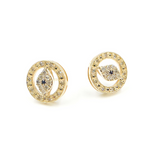 Load image into Gallery viewer, 14K Solid Gold and Diamonds Circle with Eye Earrings. EFE52001A
