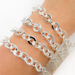 Load image into Gallery viewer, sterling silver hollow flat oval link chain.