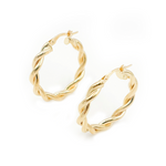 Load image into Gallery viewer, 14K Solid Gold Twist Double Round Hollow Hoop Earrings