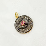 Load image into Gallery viewer, DP050. Diamond Silver Round Eye Charm with Gemstone