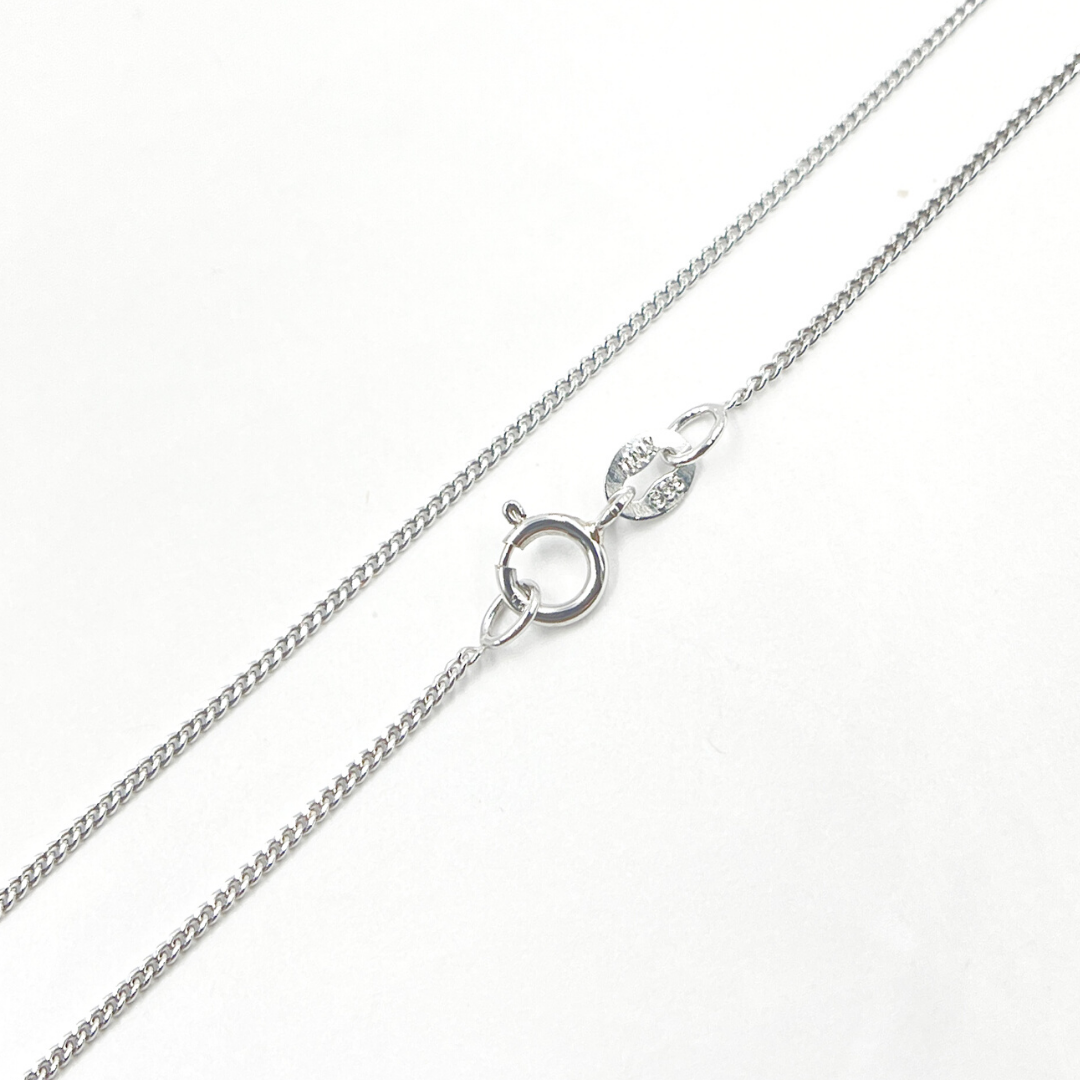14K Solid White Gold Curb Chain