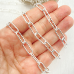 Load image into Gallery viewer, V10SS. 925 Sterling Silver Paperclip Diamond Cut Link Chain
