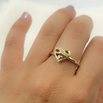 Load image into Gallery viewer, 14K Solid Gold Heart Diamond Ring.