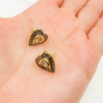 Load image into Gallery viewer, DE060. Diamond and Polki Diamond Sterling Silver Heart Studs