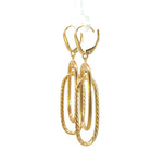 Load image into Gallery viewer, 14K Gold Smooth and Textured Tube Hollow Oval Dangle Leverback Earrings