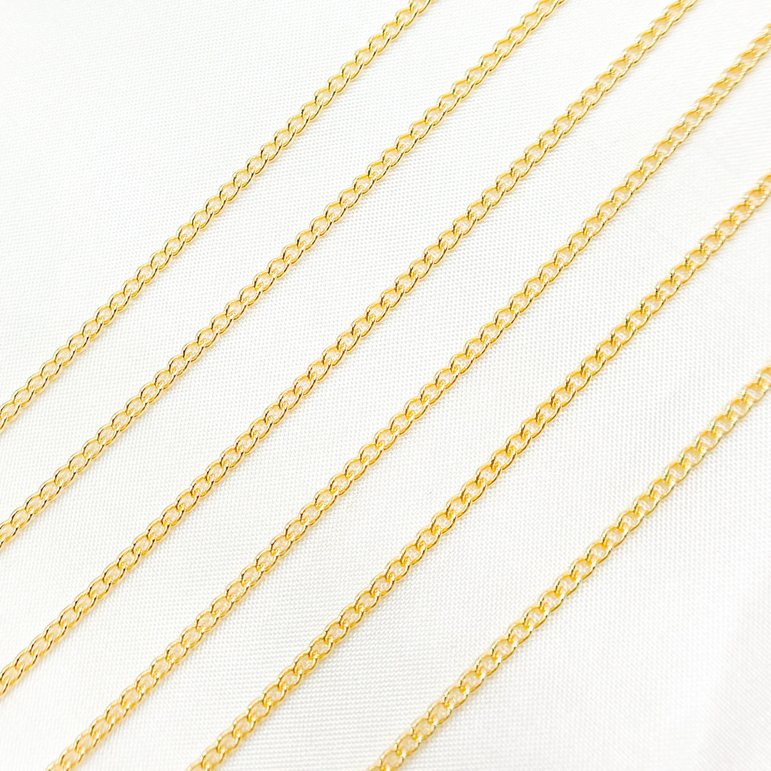 14K Solid Gold Smooth Curb Chain