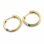 Load image into Gallery viewer, EHC56664. 14K Solid Gold Gemstone & Diamond & Hoop Earrings