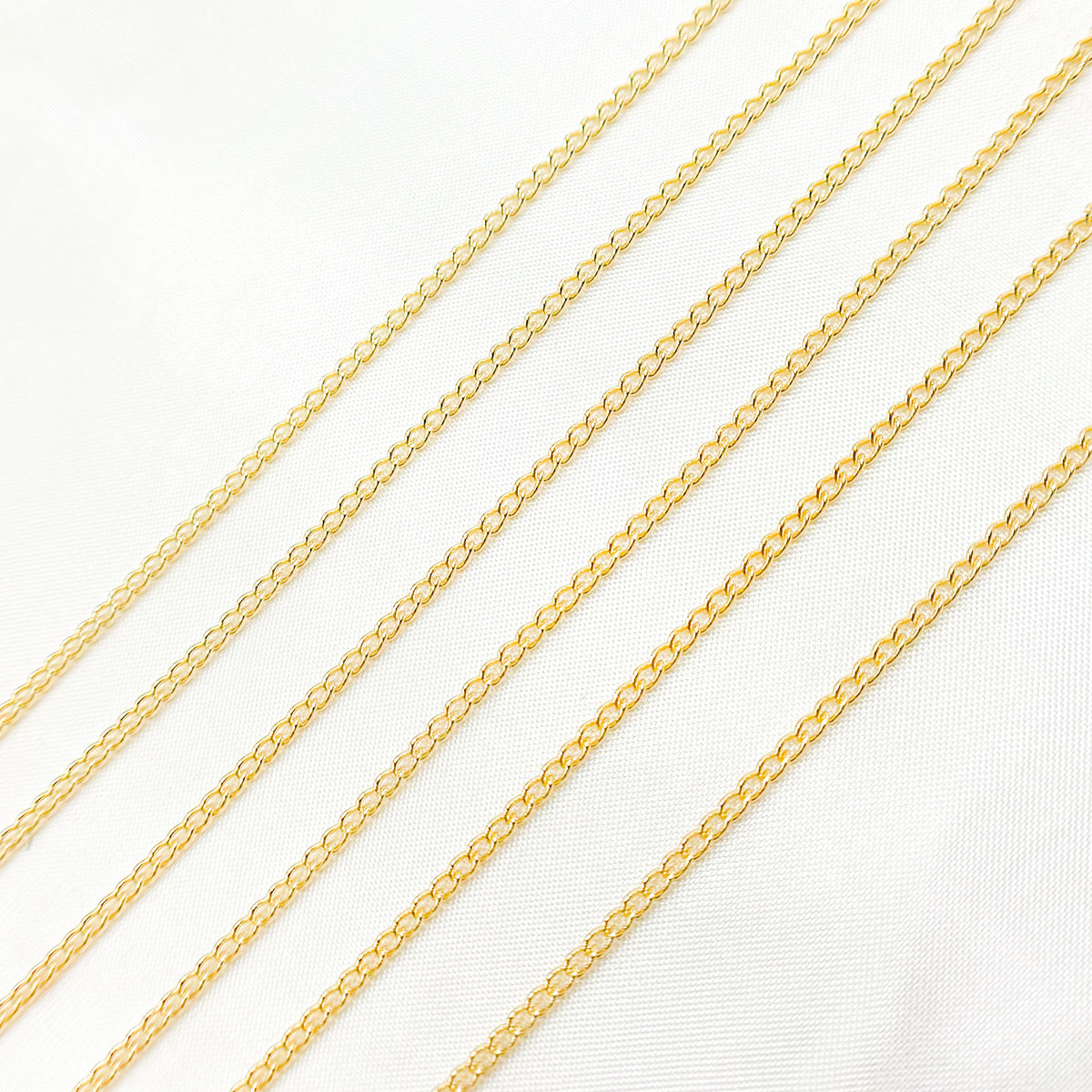 14K Solid Gold Smooth Curb Chain