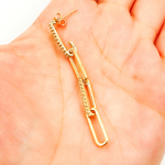Load image into Gallery viewer, EFF51957. 14K Solid Gold and Diamonds Paper Clip Dangle Earrings