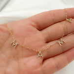 Load image into Gallery viewer, NT401793. 14K Solid Gold Diamond 'MAMA' Dangle Necklace