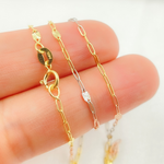 Load image into Gallery viewer, 14k Solid Tri-Color Gold Smooth Paperclip Diamond Cut Marina Link Chain